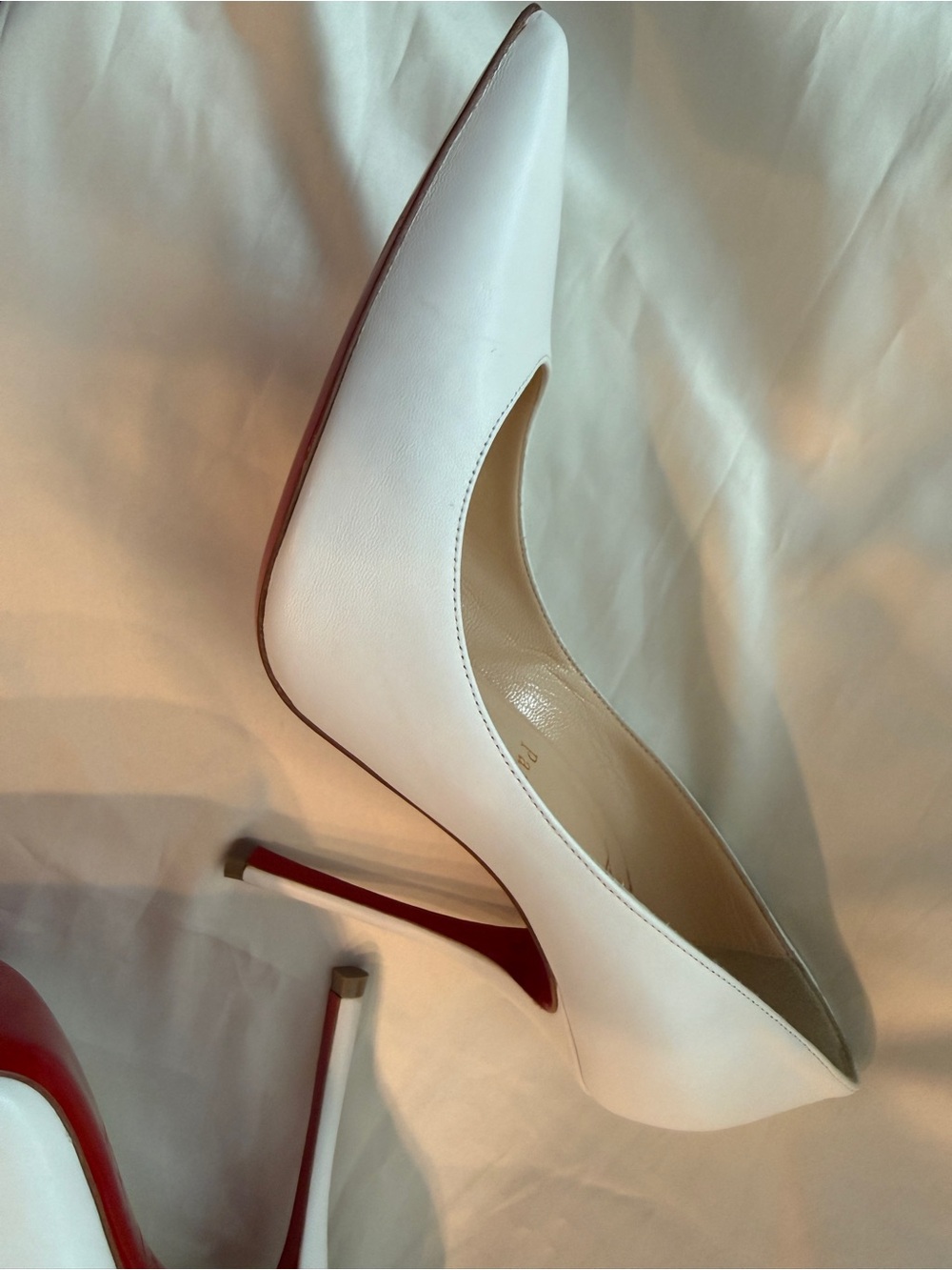 Christian Louboutin White/Bianca Nappa Leather Décolleté 100mm Pump - Picture 15 of 16